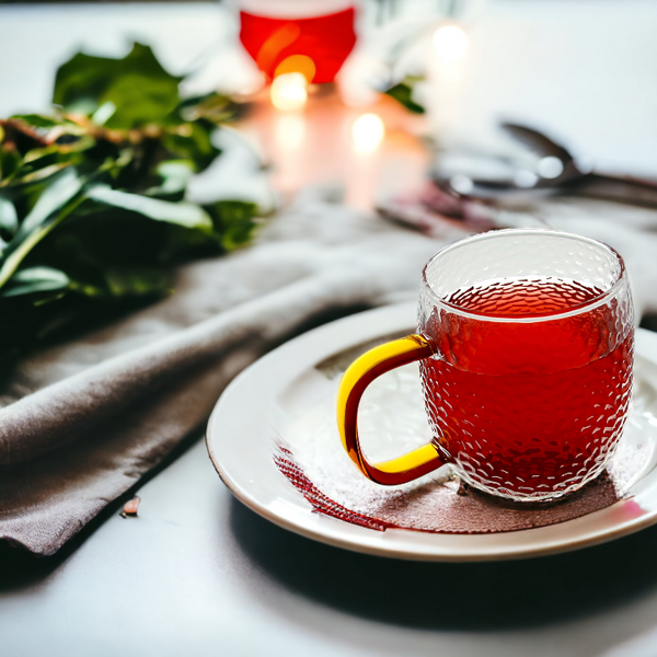 SZKLANKA KUBEK SZKLANY DO KAWY I HERBATY 330 ml. Z BURSZTYNOWYM UCHEM