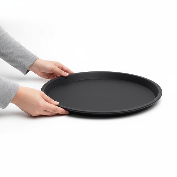 TACA KELNERSKA KUCHENNA ANTYPOSLIZGOWA CZARNA OKRĄGŁA 41 CM DO SERWOWANIA