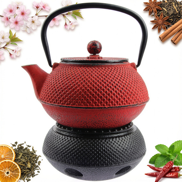 ZAPARZACZ CZAJNIK ŻELIWNY 0,8L ZESTAW PODGRZEWACZ