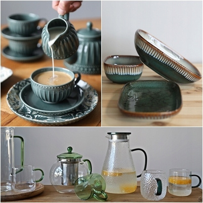 Ceramiczny DZBANEK linia MOSAIQUE OLIVE 1L czajnik do herbaty kawy