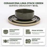 SERWIS OBIADOWY KOMPLET TALERZY 18EL. ZASTAWA OBIADOWA ZESTAW NA 6 OSÓB