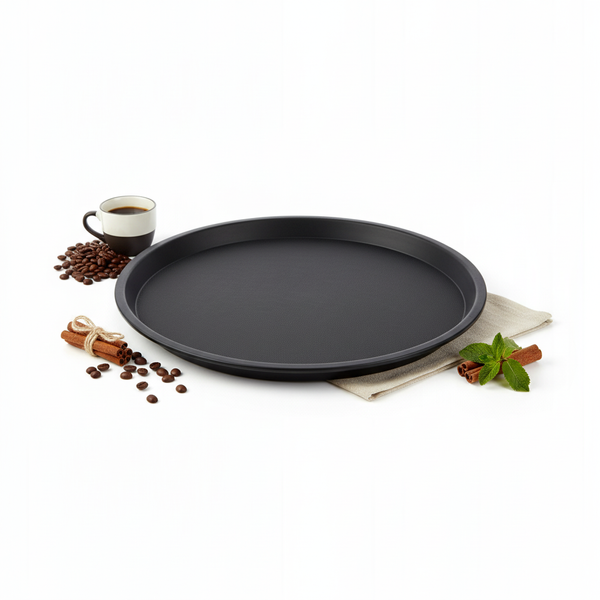 TACA KELNERSKA KUCHENNA ANTYPOSLIZGOWA CZARNA OKRĄGŁA 41 CM DO SERWOWANIA