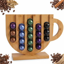 STOJAK NA 24 KAPSUŁKI DO KAWY NESPRESSO BAMBUSOWY STOJACZEK 5 RZĘDÓW