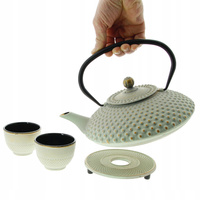 CZAJNIK ŻELIWNY 1,25L IMBRYK ZAPARZACZ DO HERBATY + 2x CZARKI + PODKŁADKA