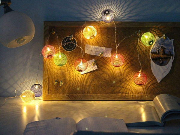 GIRLANDA LEDOWE LAMPKI KULE KOLOR COTTON METALOWE