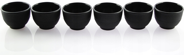 FILIŻANKI CZARKI ŻELIWNE ZESTAW DLA 6 OSOB DO HERBATY I ZIÓŁ 100 ml CZARNE