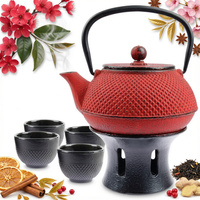 CZAJNIK ŻELIWNY IMBRYK CZARKI ZESTAW PODGRZEWACZ