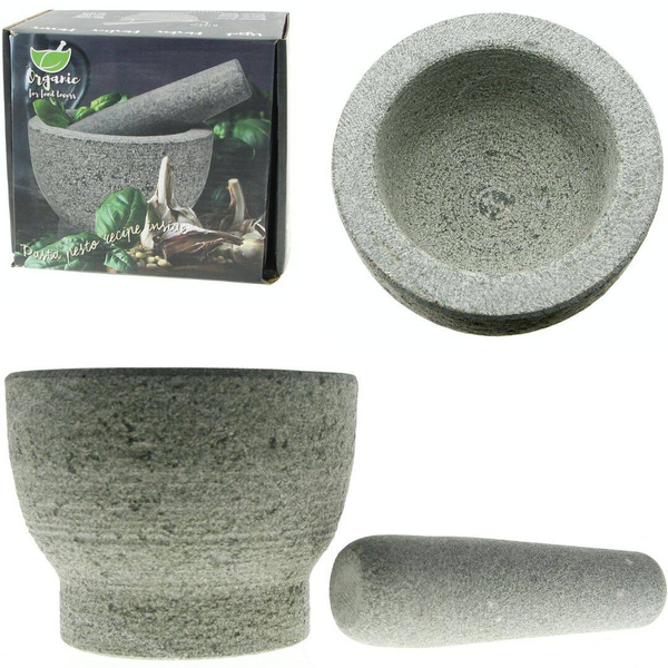 MOŹDZIERZ KUCHENNY Z TŁUCZKIEM SOLIDNY KAMIENNY GRANITOWY 14,5 cm MASYWNY