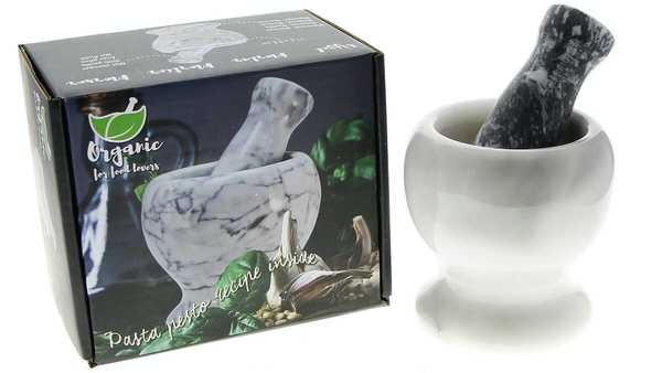 MOŹDZIERZ KUCHENNY Z TŁUCZKIEM KAMIENNY MARMUR