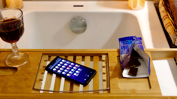 BAMBUSOWA PÓŁKA NA WANNĘ REGULOWANNA NAKŁADKA