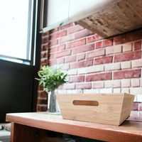 TACA BAMBUSOWA SKRZYNKA KWADRATOWA ORGANIZER Z DREWNA PUDEŁKO 25x25x7,5 cm