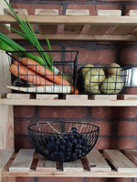 KOSZYK METALOWY CZARNY DRUCIANY NA OWOCE OZDOBNY