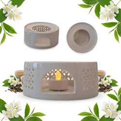 PODGRZEWACZ CERAMICZNY DO DZBNAKA CZAJNIKA NA ŚWIECZKĘ TEA LIGHT BIAŁY