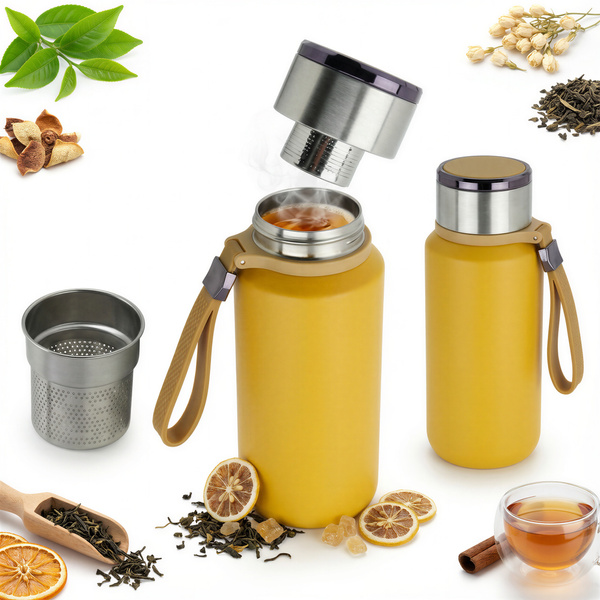 TERMOS KUBEK TERMICZNY PODRÓŻNY STALOWY 650 ml  DO KAWY HERBATY WODY +SITKO