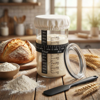 ZESTAW STARTOWY DUŻY POJEMNIK SZKLANY 800 ML DO ZAKWASU Z TERMOMETREM