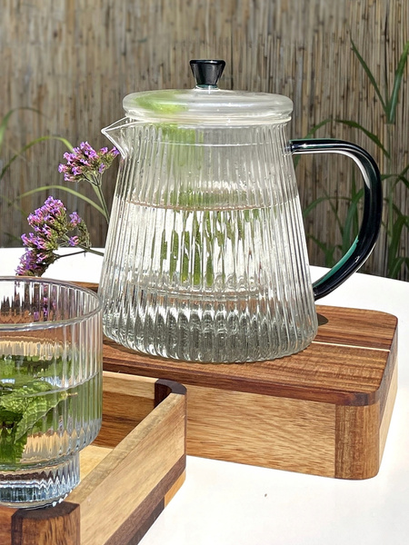 Żaroodporny szklany ZESTAW JUSTINE zaparzacz + 2 szklanki ZIELONY