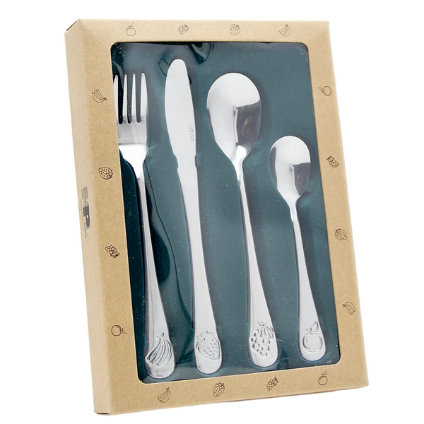 SZTUĆCE DLA DZIECI STALOWE KOMPLET 4 el. ŁYŻECZKA WIDELEC NÓŻ ŁYŻKA ZESTAW