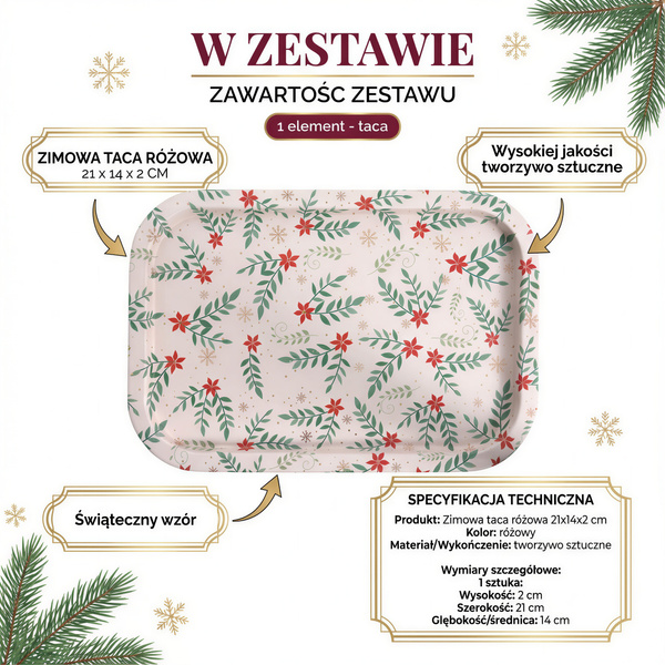 TACA KUCHENNA DEKORACJA STOŁU PROSTOKĄTNA DO SERWOWANIA NOSZENIA 21x14x2