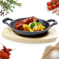 PATELNIA ŻELIWNA+DREWNIANA PODSTAWA DO SERWOWANIA