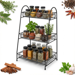 STOJAK PÓŁKA ORGANIZER NA PRZYPRAWY PRZYPRAWNIK METALOWY CZARNY ORGANIZER