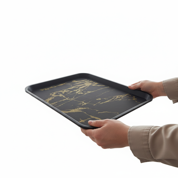 TACA KELNERSKA KUCHENNA CZARNA ANTYPOŚLIZGOWA Z TWORZYWA 41,5×30,5×2 CM