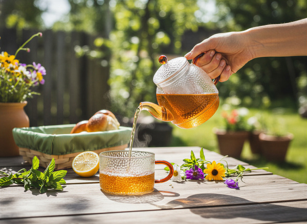 CZAJNIK DZBANEK Z ZAPARZACZEM 0,5L Z FILIŻANA 250ml ZESTAW DO HERBATY SZKŁO
