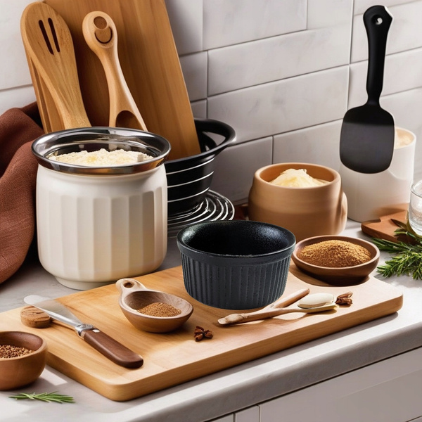 CERAMICZNE MISECZKI DO CRÈME BRÛLÉE 8SZT + OPALARKA CZARNA ZESTAW