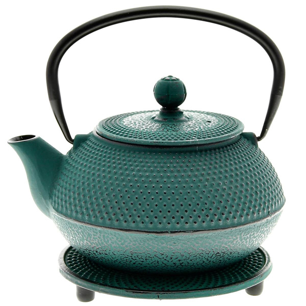 CZAJNIK 0.8L ŻELIWNY 2x CZARKI PODKŁADKA IMBRYK Z SITKIEM DO ZIÓŁ HERBATY