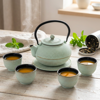 CZAJNIK IMBRYK ŻELIWNY 1,5L ZESTAW 5 SZT. MIĘTOWY Ø 18 CM DO HERBATY