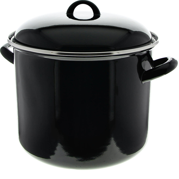 GARNEK EMALIOWANY CZARNA EMALIA 24CM 8L BIGOS