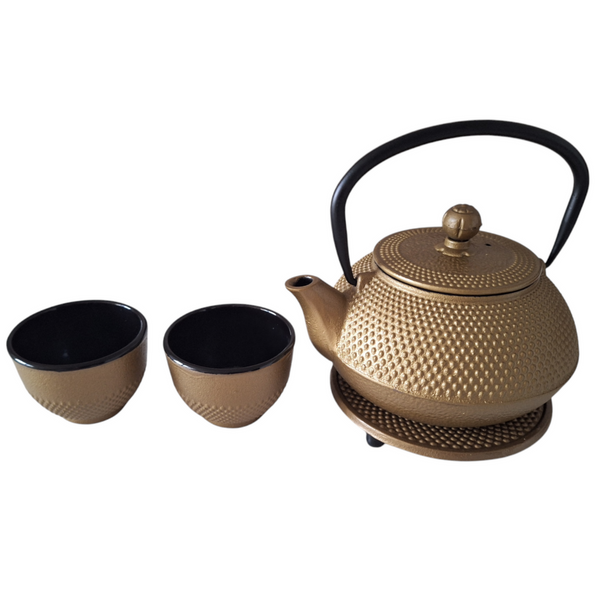 CZAJNIK IMBRYK ŻELIWNY 0,8L ZAPARZACZ SITKO DO HERBATY +2 CZARKI +PODKŁADKA