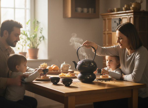 CZAJNIK ŻELIWNY 1L ZAPARZACZ DO HERBATY ZIÓŁ 2 CZARKI ŻELIWNE + PODGRZEWACZ