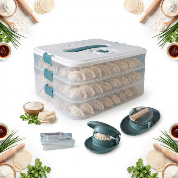 POJEMNIKI ORGANIZER PUDEŁKO POZIOMOWE DO PIEROGÓW +2 WYKRAWACZE PIEROŻNICE