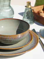 SERWIS OBIADOWY zestaw talerzy ceramicznych 18 el. STORM BROWN na 6 osób