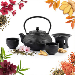 ZAPARZACZ 1,5L IMBYRK 2x CZARKI ŻELIWNE DO HERBATY