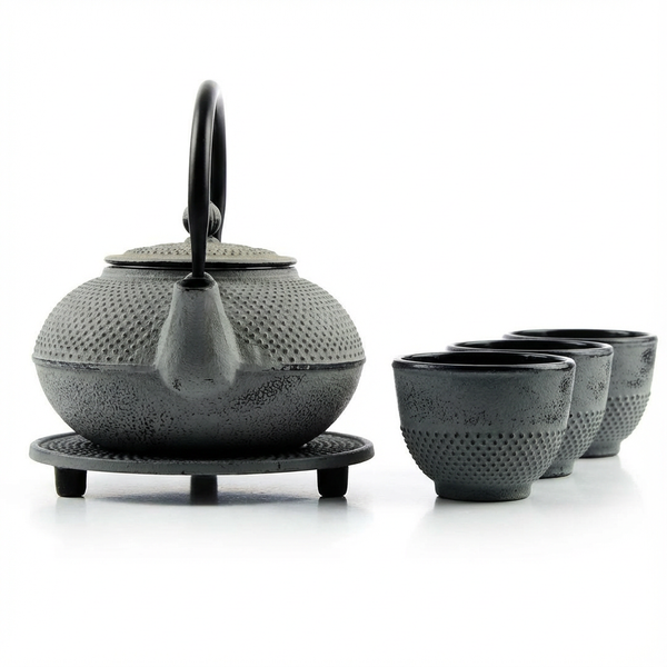 CZAJNIK ŻELIWNY 1,5L ZAPARZACZ DO HERBATY 4 CZARKI ZESTAW 5 ele NA PREZENT