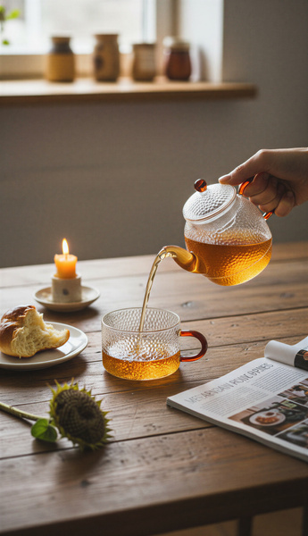 CZAJNIK DZBANEK Z ZAPARZACZEM 0,5L Z FILIŻANA 250ml ZESTAW DO HERBATY SZKŁO