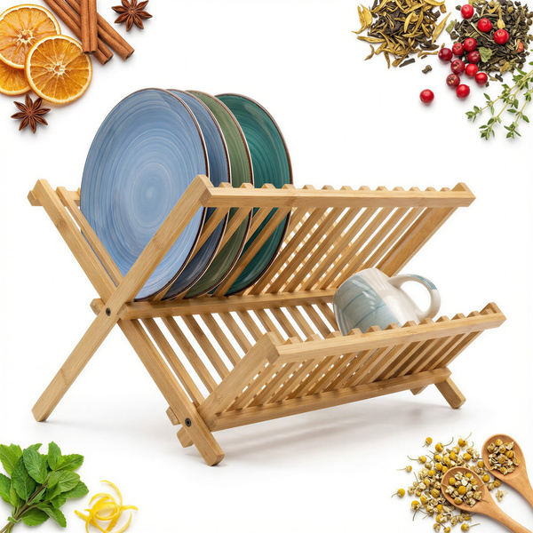 SUSZARKA DO NACZYŃ SKŁADANA OCIEKACZ BAMBUSOWY