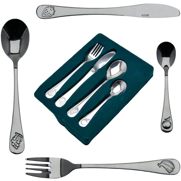 SZTUĆCE DLA DZIECI STALOWE KOMPLET 4 el. ŁYŻECZKA WIDELEC NÓŻ ŁYŻKA ZESTAW