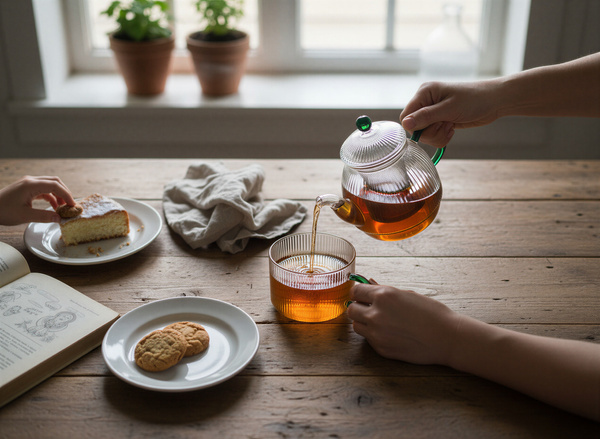 CZAJNIK DZBANEK Z ZAPARZACZEM 0,5L Z FILIŻANA 250ml ZESTAW DO HERBATY SZKŁO