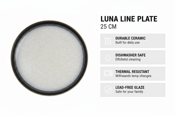 TALERZ CERAMIKA 25 CM ELEGANCKI I FUNKCJONALNY LUNA LINE