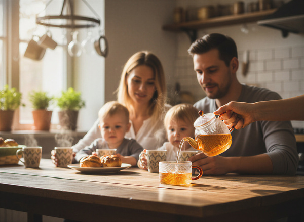 CZAJNIK DZBANEK Z ZAPARZACZEM 0,5L Z FILIŻANA 250ml ZESTAW DO HERBATY SZKŁO