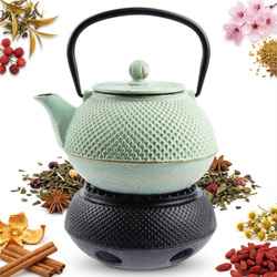 ZAPARZACZ ŻELIWNY CZAJNIK 0,8 L PODGRZEWACZ ZESTAW