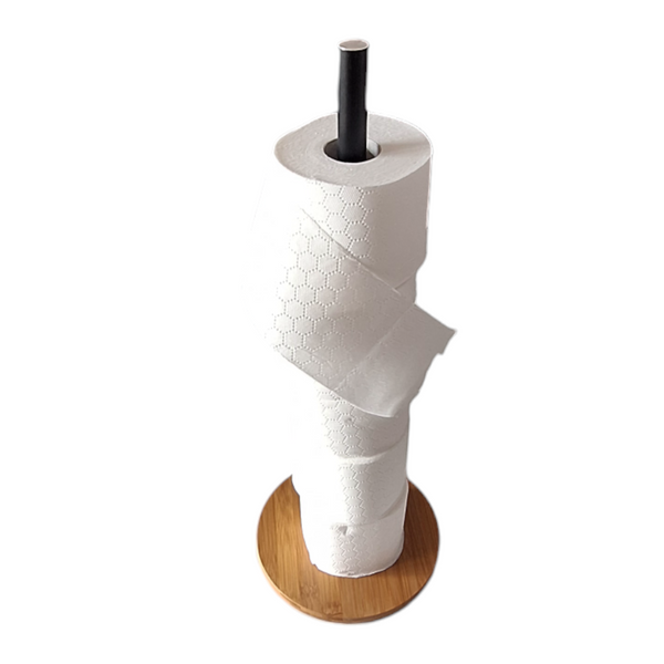 UCHWYT NA PAPIER TOALETOWY STOJĄCY DO WC 51 cm STOJAK METALOWY BAMBUOSOWY