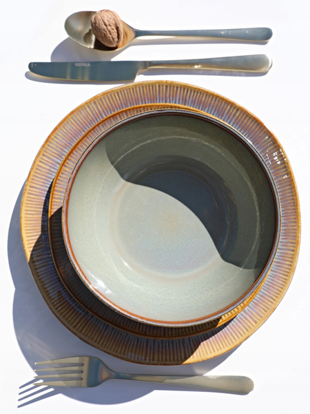 SERWIS OBIADOWY zestaw talerzy ceramicznych 18 el. STORM BROWN na 6 osób