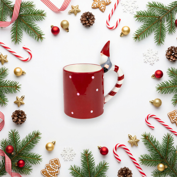 KUBEK GNOM DUŻY 390 ml DO KAWY HERBATY CZEKOLADY ŚWIĄTECZNY CZERAMICZNY MIX