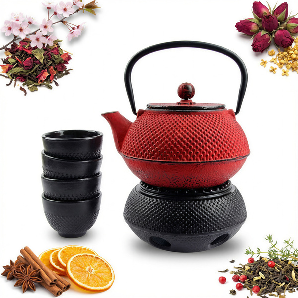 CZAJNIK 0,8L ŻELIWNY 4x CZARKI ŻELIWNE DO HERBATY