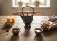 CZAJNIK ŻELIWNY IMBRYK PSZCZOŁKA 1,2 L ZAPARZACZ DO HERBATY + PODGRZEWACZ