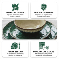 SERWIS OBIADOWY KOMPLET TALERZY 18EL. ZASTAWA OBIADOWA ZESTAW NA 6 OSÓB