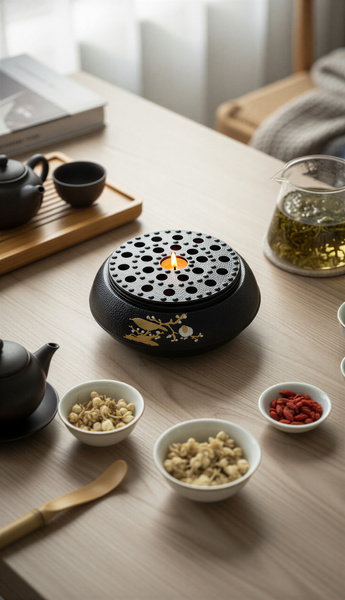 PODGRZEWACZ ŻELIWNY Ø 14,7 CM CZARNY DO UTRZYMANIA TEMPERATURY CZAJNIKA